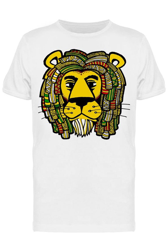 Colored Dreadlocks Lion Cool T-Shirt Men -Image by Shutterstock, Male x-Large