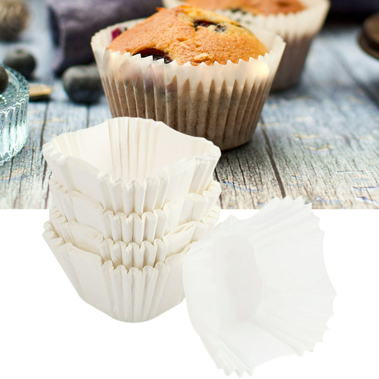 Bobasndm 100 Count White Cupcake Liners, Square Baking Cups for Baking,  Paper Cupcake Liners -No Smell, Food Grade & Grease