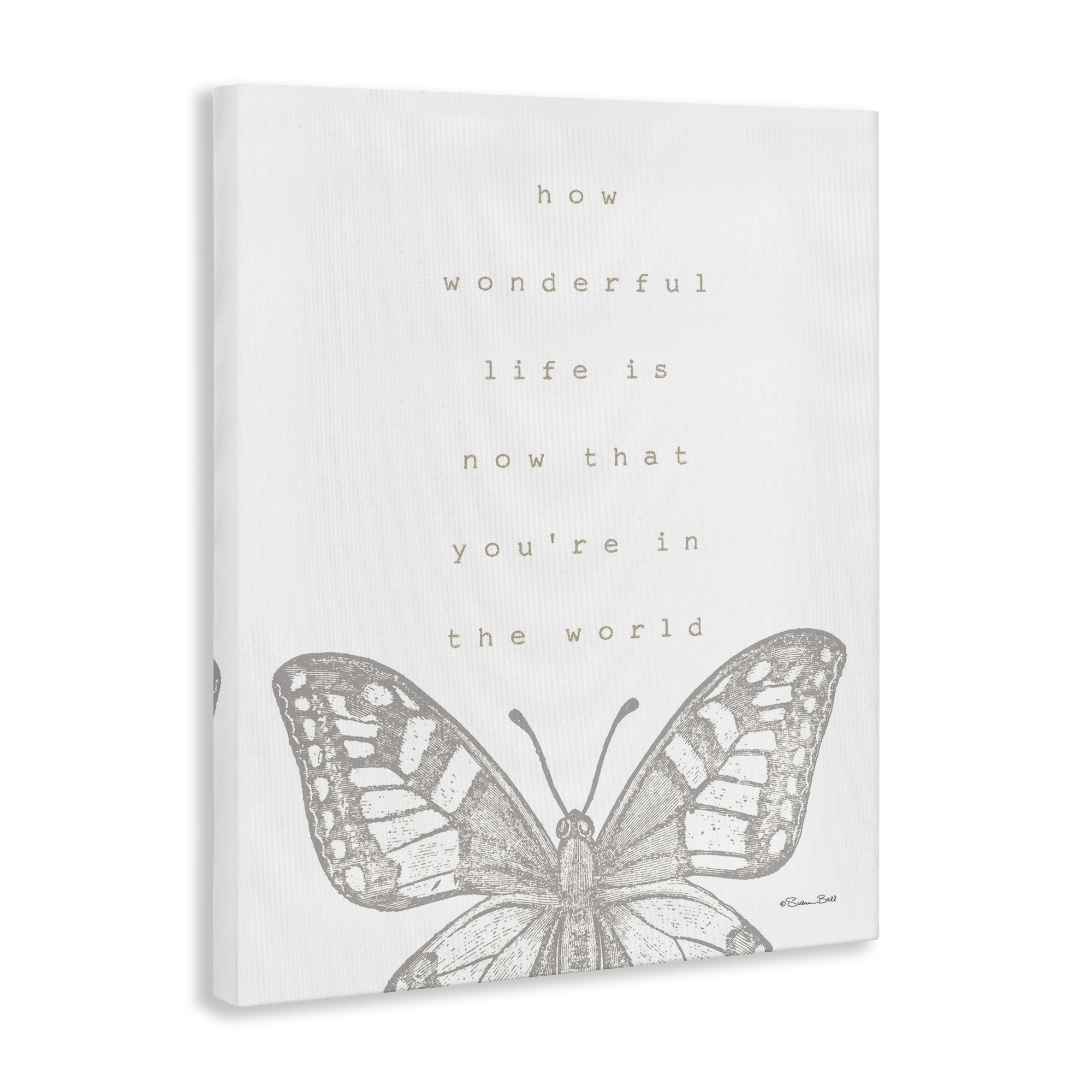 Stupell Industries Wonderful Life Phrase Animals & Insects Painting Gallery Wrapped Canvas Art Print Wall Art, 16 x 20