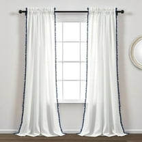 Lush Decor Pom Pom Pom Pom 84" x 50" + 2" Header Pom Pom Navy 100% Polyester 3" Rod Pocket Single Window Panel