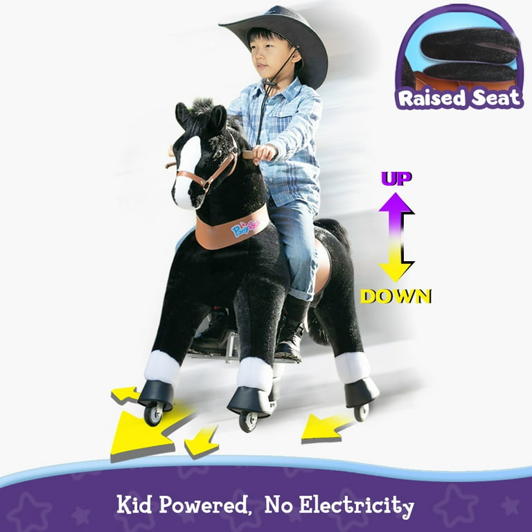 PonyCycle Kids Ride On Stable Power Pony Toy Black for Boys and