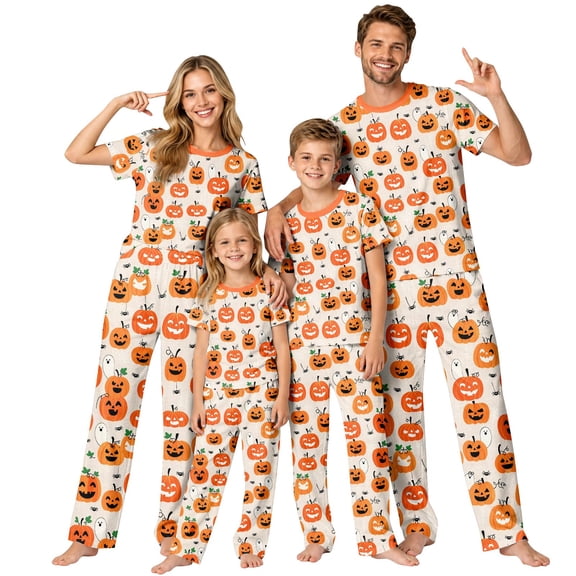2026 Matching Family Halloween Pajamas Set, Fall Sleepwear, Ghost & Pumpkin Printed Holiday Sleepwear, Soft Loungewear PJs Outfit