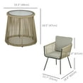 thumbnail image 3 of Outsunny 3 Piece Outdoor Bistro Set, Wicker Patio Furniture, Coffee, 3 of 10