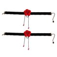 thumbnail image 1 of 2PCS Ribbon Female Necklace Red Rose Clavicle Chain Neck Chain(Black Red), 1 of 8