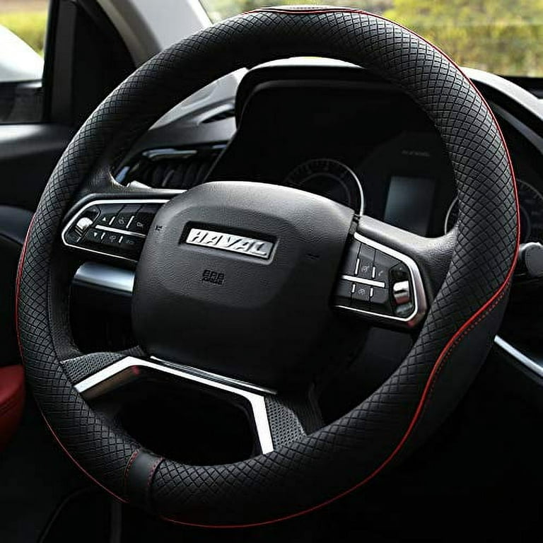 CAR PASS Line Rider Microfiber Leather Sporty Steering Wheel Cover  Universal Fits for 95% Truck,SUV,Cars,14.5-15inch Anti-Slip Safety  Comfortable