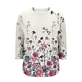 thumbnail image 5 of MLQIDK Plus Size Tops for Women Dressy Fashion Plus Size Spring Tops V Neck Plus Size 3/4 Sleeve Tops Floral Print Casual Tunics 4x Womens Plus Size Clothes Hot Pink 3XL, 5 of 6