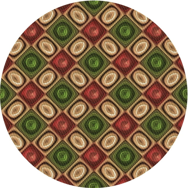 Ahgly Company Tapis d'Intérieur Lavables en Machine, Ronds, Transitionnels, Bruns Rouges, Ronds de 8 Pi