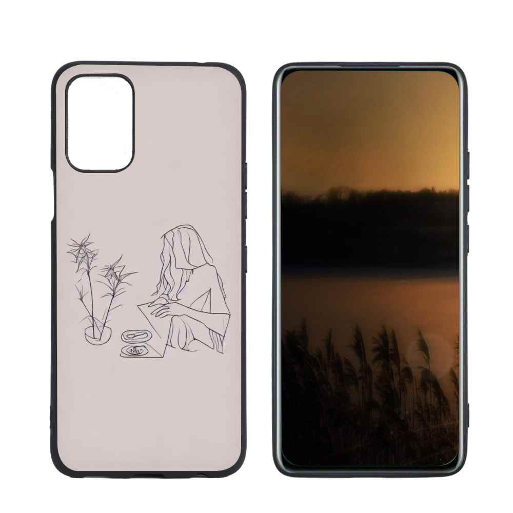 Compatible with LG Q52 Phone Case, LineArt10 Case Silicone Protective for Teen Girl Boy Case