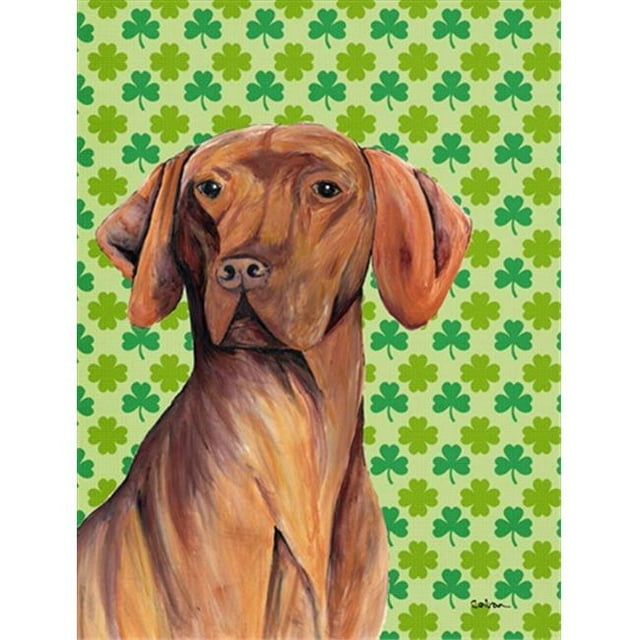 15 x 15 In. Vizsla St. Patricks Day Shamrock Portrait Flag, Garden Size