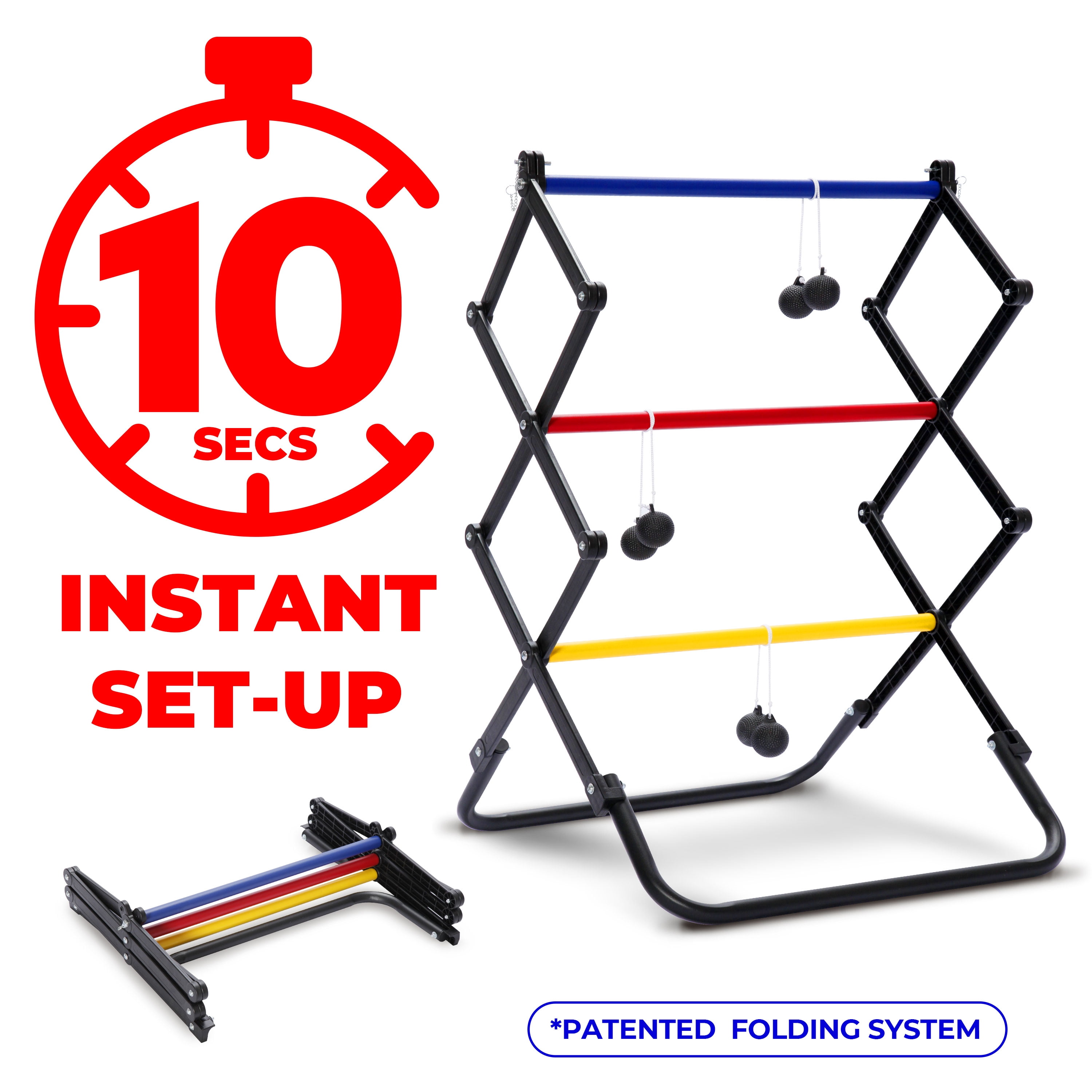 E-Jet Sport Adult Foldable Ladder Ladder Ball Sets, Steel,PVC Black, 11 lb 24.52