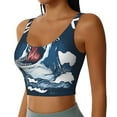thumbnail image 2 of Vsdgher Shark Print Women Sleeveless Athletic Tank Top Built-in Bra Camisole Sports Vest for Yoga Running Fitness Exercise with Removable Pads, 2 of 8