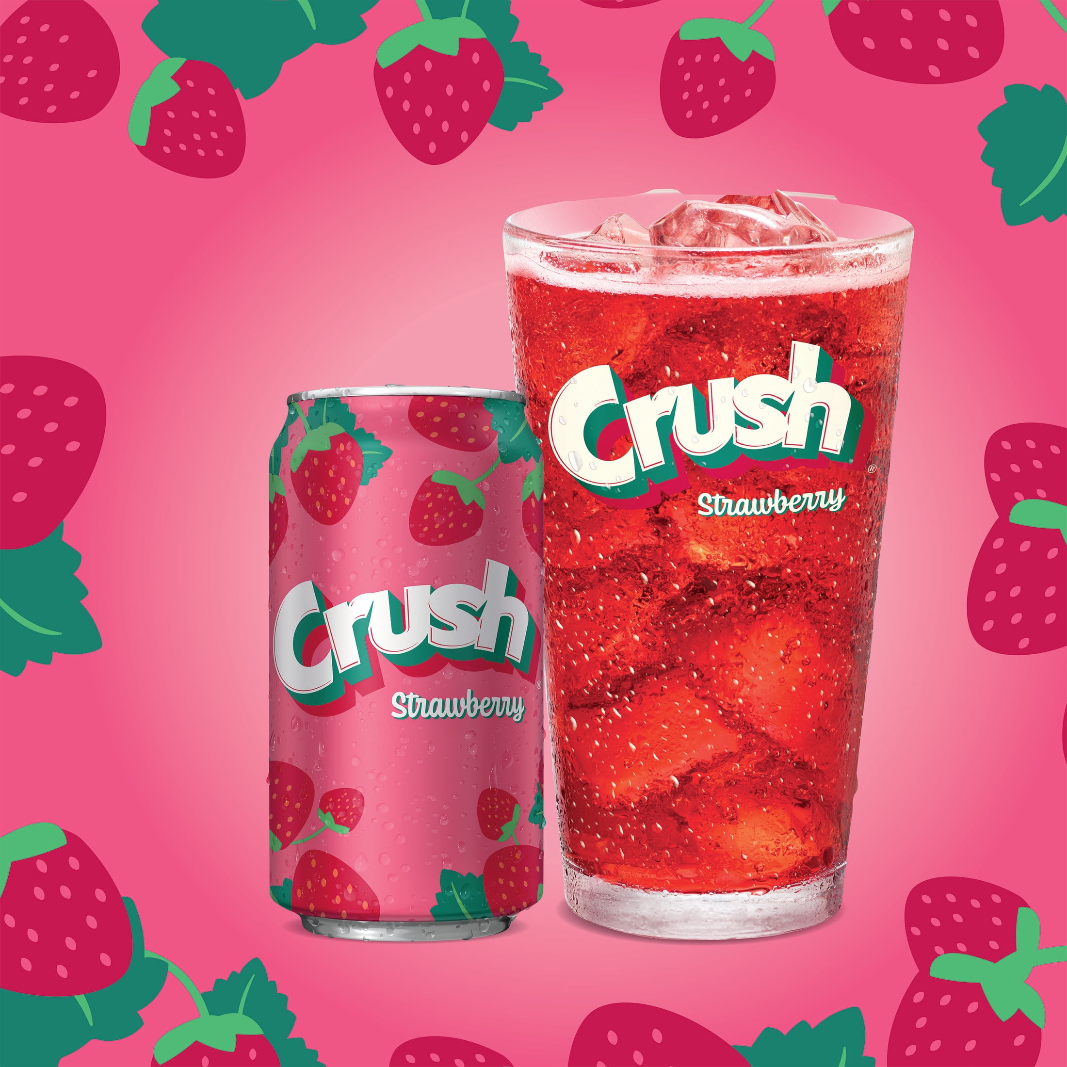 Crush Caffeine Free Strawberry Soda Pop, 12 fl oz, 12 Pack Cans