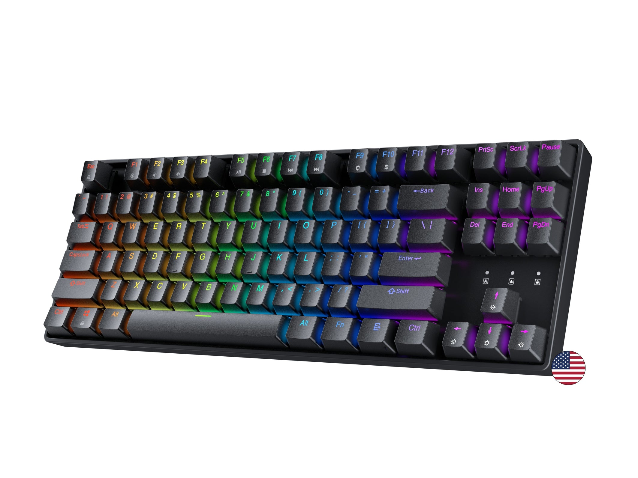 Geeky GK80 TKL Tenkeyless | Hot Swappable Mechanical Gaming Keyboard | 87 Keys Multi Color RGB LED Backlit for PC / Mac Gamer | ANSI US American Layout ( Black , Mechanical Brown )