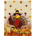 thumbnail image 5 of Thanksgiving Turkey Throw Blankets, Fall Leaf Autumn Harvest Pumpkin Soft Fleece Blanket Decorative for Home Sofa Couch Chair Living Bedroom,60x80 inches, Yellow, 5 of 6
