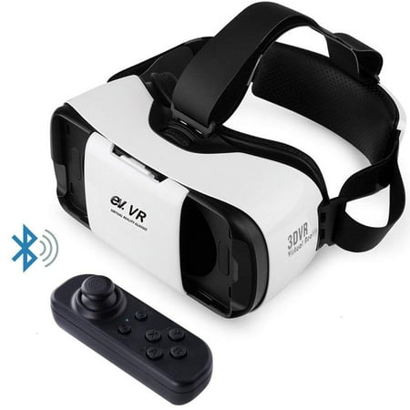 ev. Virtual Reality Headset VR Glasses with Remote Controller for 3D Movies and VR Games, Fit for 4.7-5.7 inch iPhone, Android Devices and Smartphones