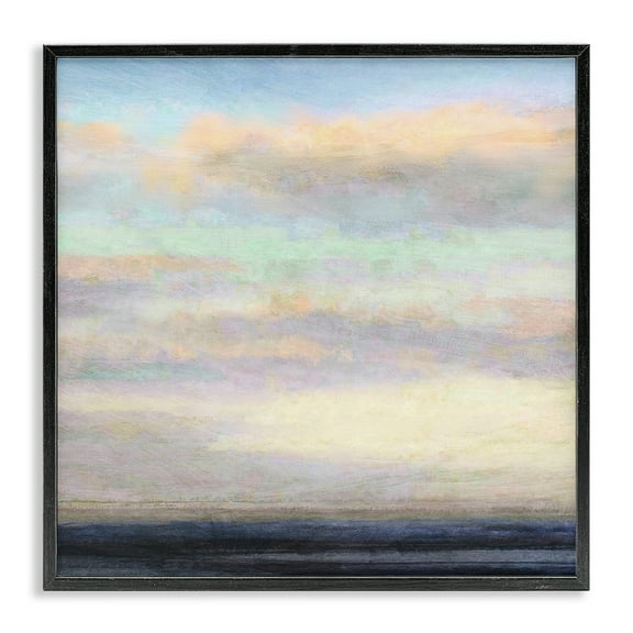 Stupell Industries Cloudy Abstract Bay Scene Coastal Painting Black Framed Art Print Wall Art, 12 x 12