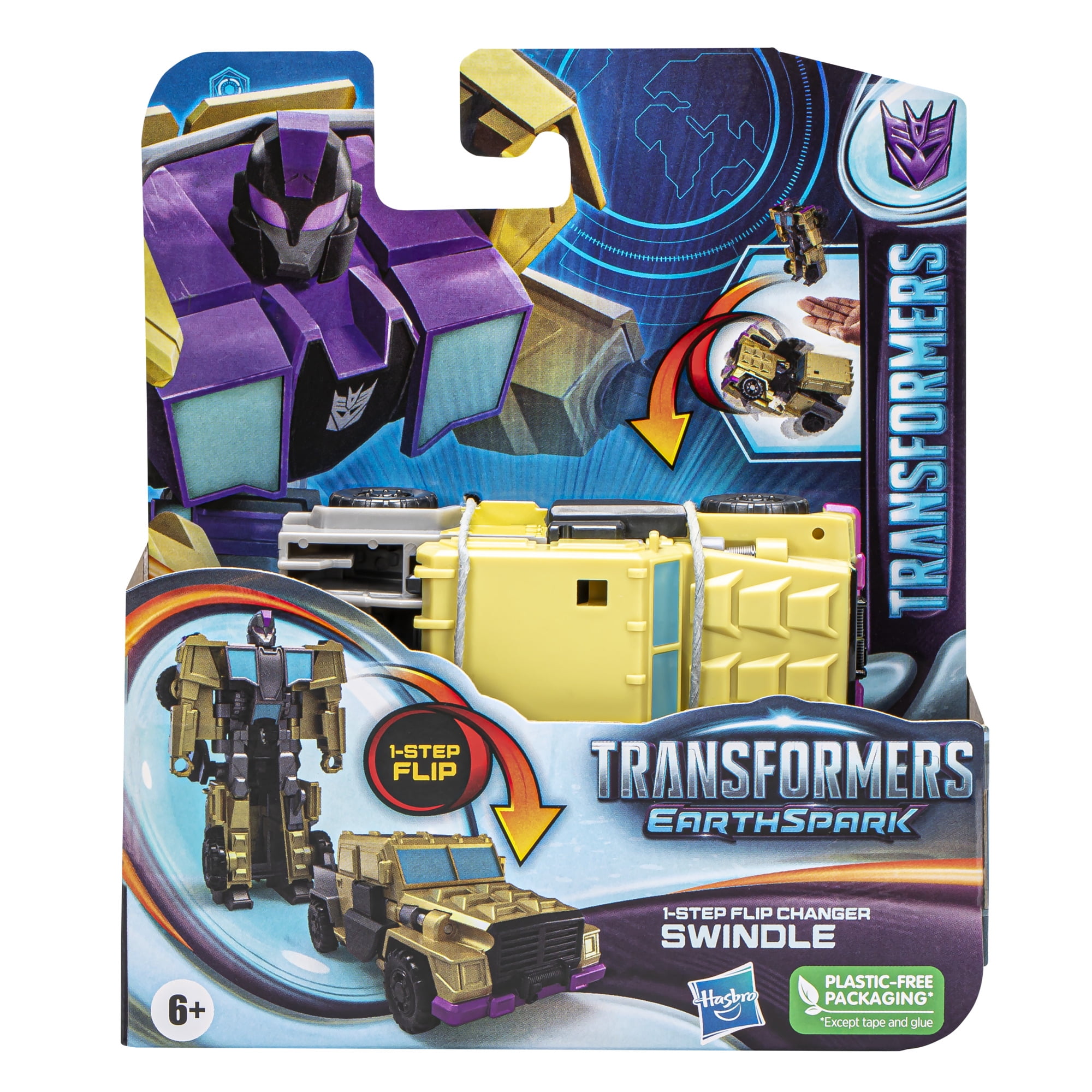 Transformers Toys EarthSpark 1 Step Flip Changer Swindle Action Figure, 5.25 in Plastic, 0.22 lb