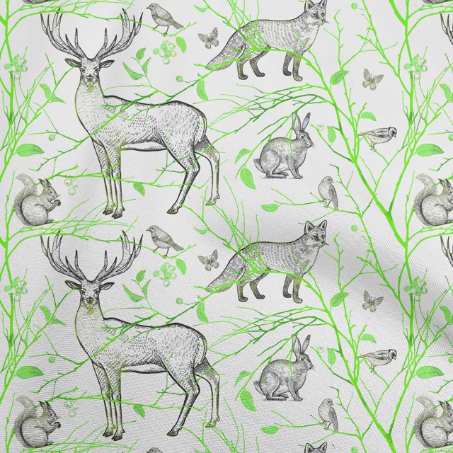 oneOone Cotton Poplin Light Green Fabric Animal Sewing Craft Projects Fabric Prints By Yard 42 Inch Wide