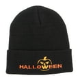 thumbnail image 5 of Halloween Pumpkin Face Embroidered Long Beanie - Black OSFM, 5 of 5