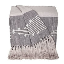Parkland Collection Premium Grey Cotton Slub Throw With Tassels