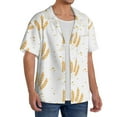 thumbnail image 2 of Uemuo Wheat Pattern Cotton Linen Short Sleeve Shirts,Casual Lightweight Button Down Shirts,Vacation Beach Summer Tops-Small, 2 of 7