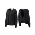thumbnail image 3 of JWD Womens Open Back Long Sleeve Workout Top Loose Fit Crew Neck Thumb Hole Pullover Yoga Shirt Black 2XL, 3 of 8