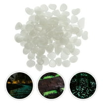LEORX 100Pcs White Glow in Dark Luminous Stones for Garden Pathway Decor