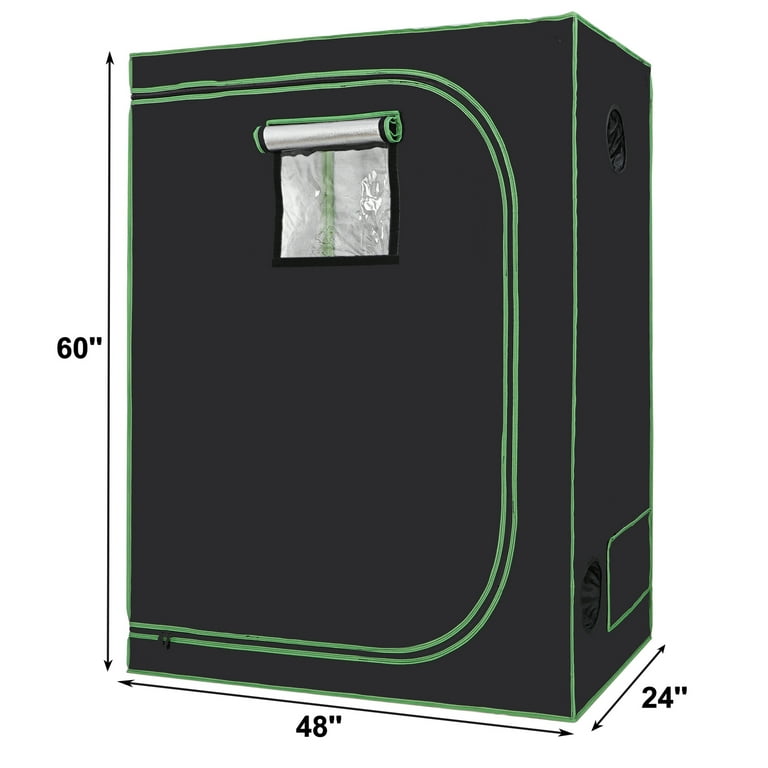 QISHENSHUI 24""x48""x60" Hydroponic Grow Tent with Observation Window and Floor Tray 2X4 Perfect for Indoor Plant Growing Hydroponic Systems to Cultivate Herbs Veggies Flowers