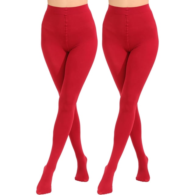 2 Pairs Women's Solid Color Tights 80D, Soft Opaque Microfiber Tights
