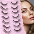 thumbnail image 4 of Natural Look False Eyelashes Wispy Fluffy Lashes Mink Long Curly Fake Eyelashes Cat Eye Lashes with Clear Band 7 Pairs Pack, 4 of 8