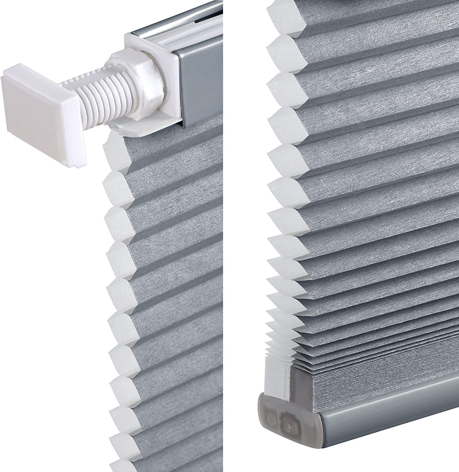 LazBlinds Cordless Cellular Shades, No Tools No Drill Light Filtering Honeycomb Shades Pleated Blinds for Windows, 35 1/2'' W x 64'' H, Dark Grey