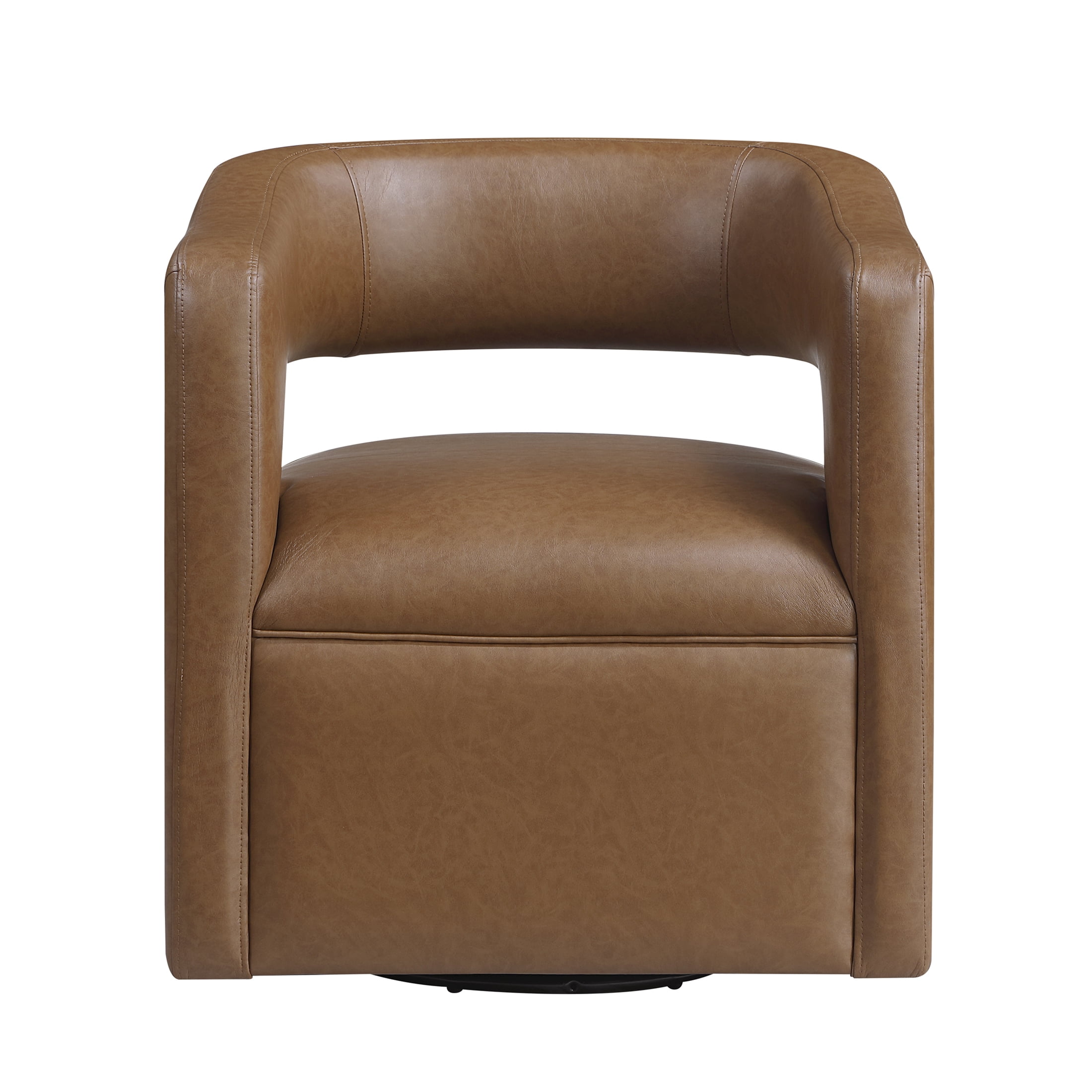 OakvillePark Azura Faux Leather Barrel Swivel Chair, Camel