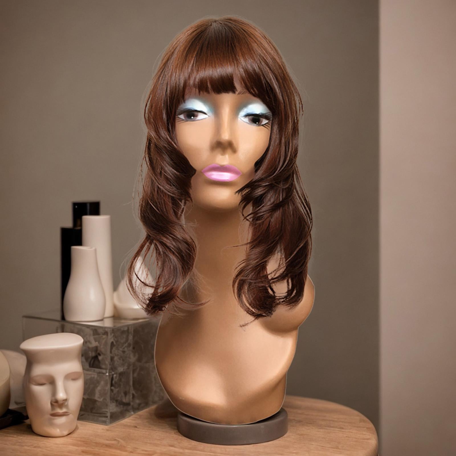 Female Mannequin Head, Manikin Long Neck Durable Multipurpose with Makeup, Professional Display Model for s Displaying Making Styling Style D