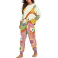 thumbnail image 2 of Yuyamidu Pineapple Pajamas for Women Set Yoga Jogger Sleepwear Hippie Flower Athletic Clothing Casual Scoop Neck PJ 2 Pieces Pjs Long Sleeve Soft Nightwear Size S, 2 of 7