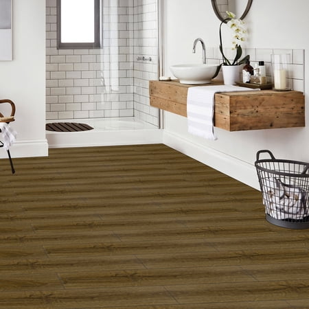 UMIGGEE 36-in x 6-in Peel and Stick Flooring Brown Wood Grain Floor Tiles 10Pcs/Pack Vinyl Flooring Self-Adhesive Flooring For Kitchen Laminate Flooring Home Decor (15 Sq. ft./Pack)