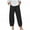 Black, variant on Plus Size Pants for Women Casual Cotton Linen Long Lounge Pants High Waist Pants with Pockets Wide Leg Trousers