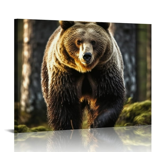 COMIO Bear Decor Wall Art Canvas Prints Forest and Bear Picture Print Painting Modern Wall Decor Artwork for Home Living Room Farmhouse Bathroom Decor