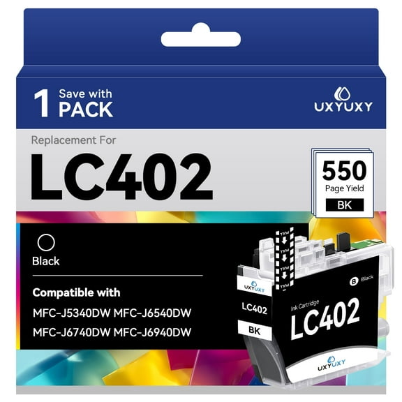 LC402 Ink Cartridge for Brother LC402 LC402XL for MFC-J5340DW MFC-J6540DW MFC-J6740DW MFC-J6940DW Printer (1Black)