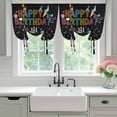 thumbnail image 4 of HAPPY BIRTHDAY Tie Up Curtains 45 Inches Long, Kitchen Window Curtains Over Sink, Cartoon Cakes Candles Lines Painted Small Window Curtains Shade Balloon Curtains Valances for Bedroom/Cafe 34"x45", 4 of 8