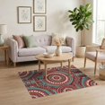 thumbnail image 3 of ODIKA 4'x6' Ultra-Soft Area Rug, Large Motif Bohemian Teal Border Vintage Inspired Boho Southwestern Refined None Washable, Bare feet friendly, Silk-Touch for Bedroom Home office, 3 of 7