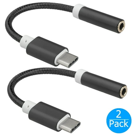- 2-pack USB C to 3.5mm Headphone Jack Cable Adapter, Type-C 3.1 Male to 3.5 mm Female Stereo Audio Headphone Aux Connector for Motorola Moto Z, Google Pixel 3/3 XL, LeEco Le S3/2 Pro