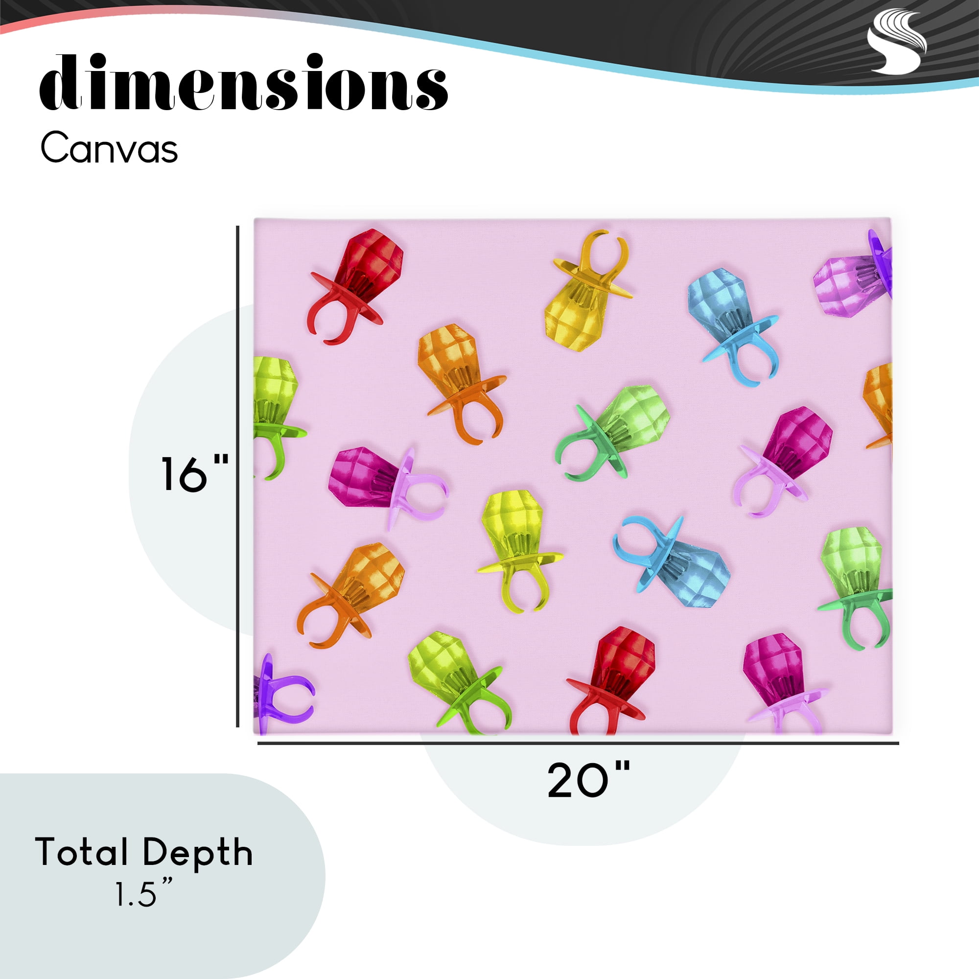 Stupell Industries Candy Gem Ring Party Pattern Canvas Wall Art, design by LISH Creative