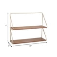 thumbnail image 5 of Sagebrook Home Metal & Wood Wall Storage Shelf - 2-Tier Floating Shelves with Gold Iron Frame, Pine Wood Shelves for Home, Office, Bedroom, Living Room - Modern Wall Decor - 20" Gold & Wood, 5 of 7