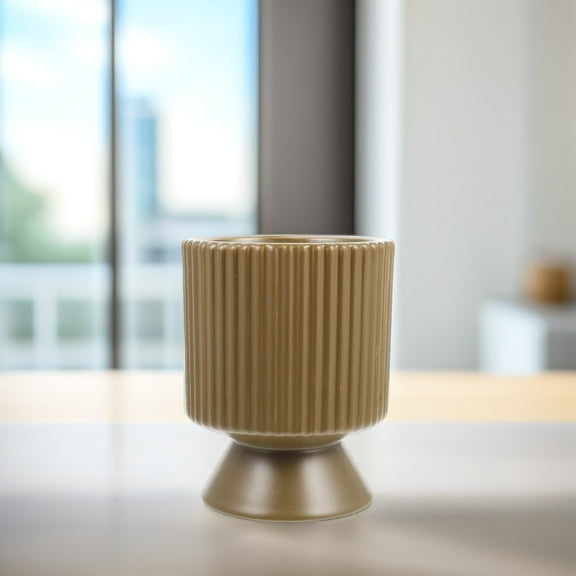 Worgeous Exquisite Flower Pot Vertical Stripes Flower Planter Chic Ceramic Plant Pot