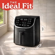 Gourmia 7 Qt Air Fryer, 12 Presets, Digital Display, FryForce 360°, Large Capacity, Black
