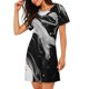 thumbnail image 2 of Fotbe Fluid Black White Paint Swirls Bata de Dormir para Mujer con Estampado, Camisón de Algodón de Manga Corta, Ropa de Dormir Casual, 2 of 6