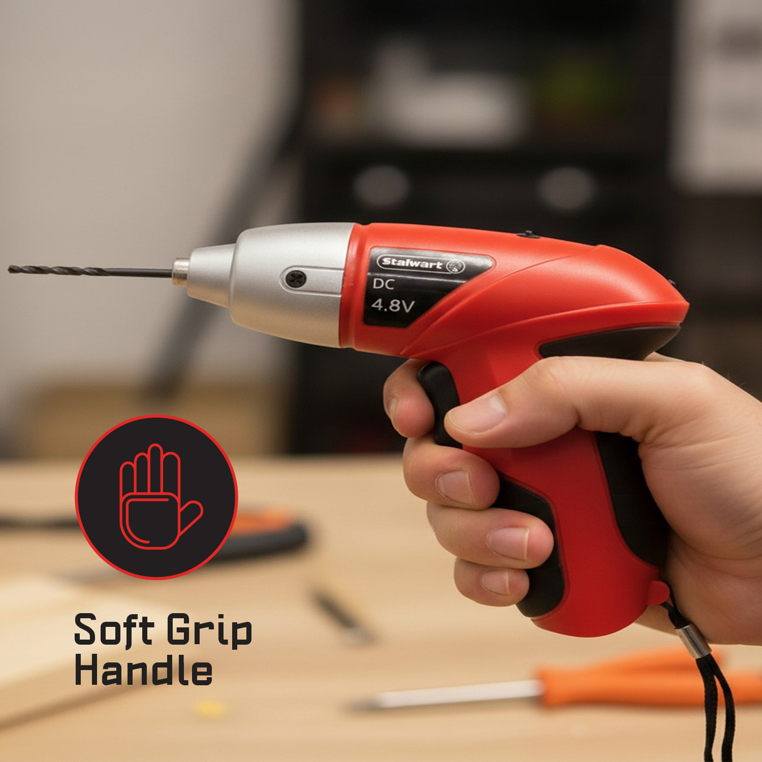 Stalwart 4.8V Cordless Screwdriver Kit, 25-Piece Set Red photo 7