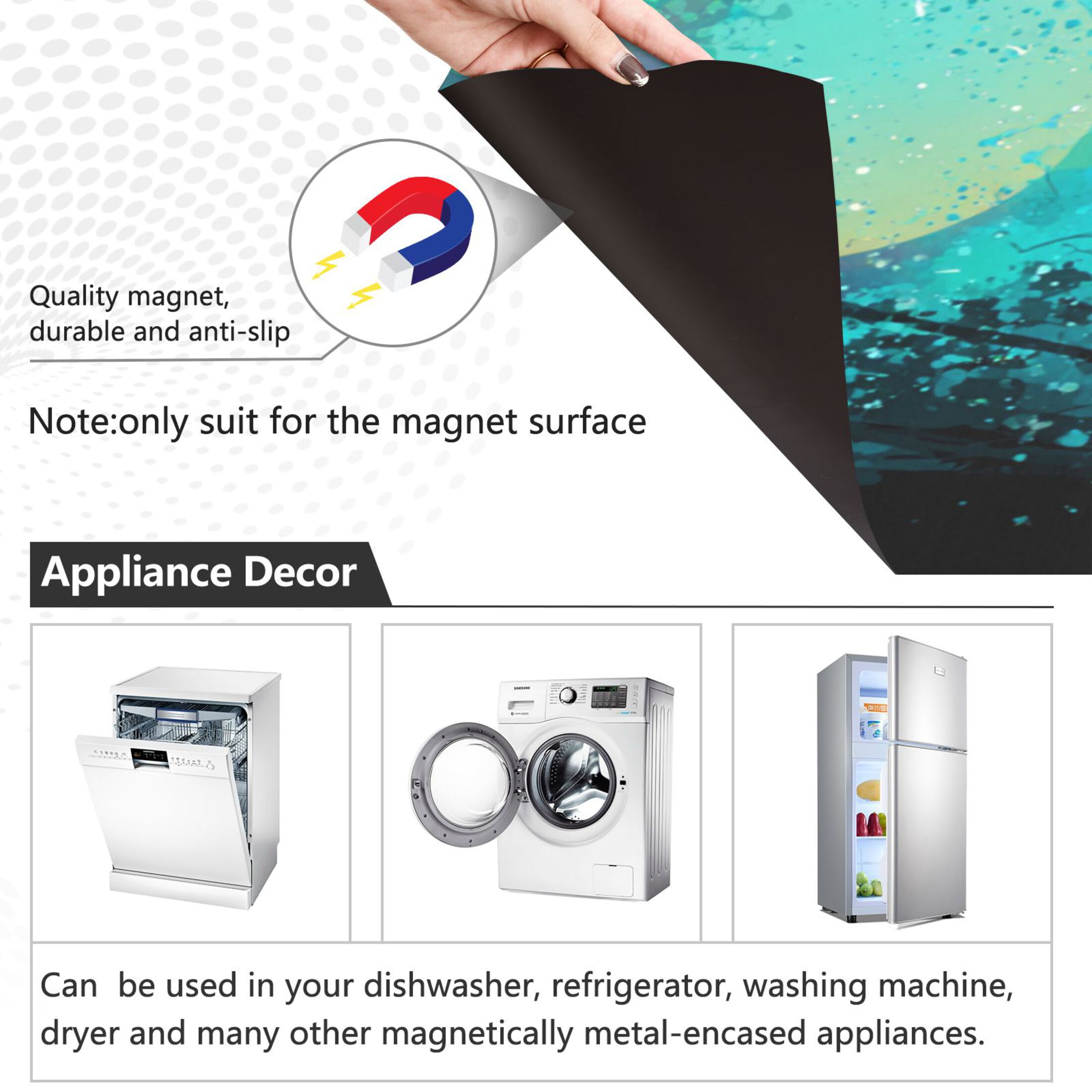 Dishwasher Magnetic Refrigerator Magnet Cover Sticker Home Decorative 23"x26" Magic Black Cat