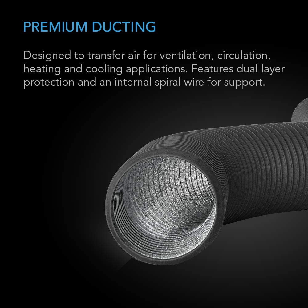 MKEUDQ-Flexible 4-Inch Aluminum Ducting, Heavy-Duty Four-Layer Protection, 8-Feet Long for Heating Cooling Ventilation and Exhaust