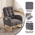 thumbnail image 5 of Peispie Teddy Fleece Rocking Chair with Retractable Footrest, Upholstered High Back Nursery Glider Rocker with Side Pocket, Solid Wood Lounge Accent Chair for Living Room & Bedroom, Grey, 5 of 7